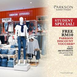 Parkson Sunway Pyramid Student Promotion FREE RM 10 Discount Voucher (first 300 students)