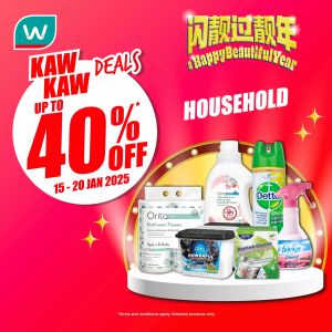 Watsons Promotion: Up To 40% OFF Household Essential Deals (15-20 January 2025)