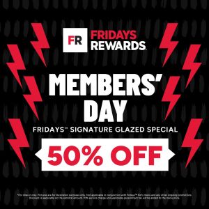 TGI Fridays Members' Day Promotion (20-23 Jan 2025): 50% OFF Signature Dishes