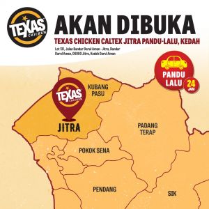 Texas Chicken Caltex Jitra Opening: Free Chicken & RM5 Cash Voucher (24 Jan 2025)!