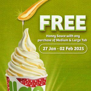 llaollao CNY Promotion: Get Free Honey Sauce with Medium & Large Tubs (27 Jan - 2 Feb 2025)