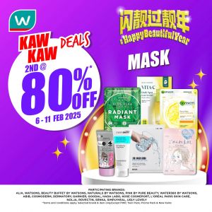 Watsons Promotion: 2nd @ 80% OFF Mask Deals (6-11 February 2025)