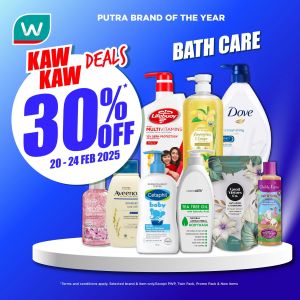 Watsons Promotion: 30% OFF Bath Care Deals (20-24 February 2024)
