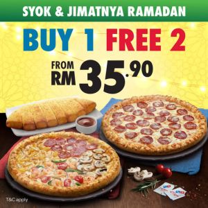 Domino’s Ramadan Buy 1 Free 2 Promotion 2025 – Get More for Just RM35.90