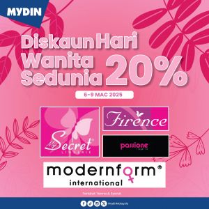 MYDIN International Women's Day Promotion – 20% Off Selected Brands (6-9 March 2025)