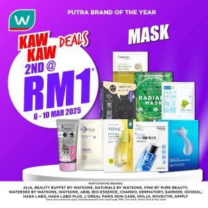 Watsons Mask Promotion (6-10 Mar 2025) – Buy 2nd Mask at RM1