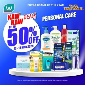 Watsons Promotion: Up To 50% OFF Personal Care Deals (13-18 March 2025)