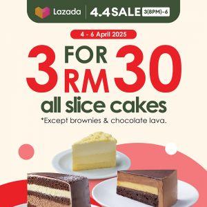 Secret Recipe Lazada 4.4 Sale (4-6 Apr 2025) – RM30 for 3 Slice Cakes & RM8 Off Platinum Cakes
