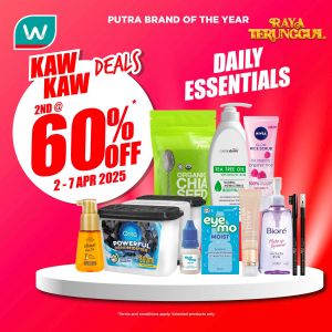 Watsons Promotion: 2nd @ 60% OFF Daily Essential Deals (2-7 April 2025)