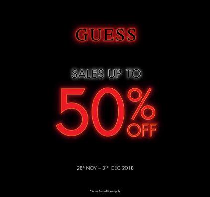 GUESS Sales up to 50% off (28 November 2018 - 31 December 2018)