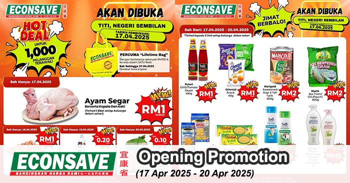 Econsave Titi Negeri Sembilan Grand Opening Promotion (17-20 April 2025)