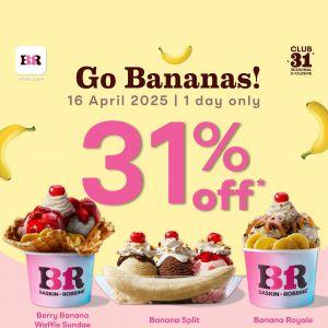 Baskin-Robbins Banana Sundae Promotion 16 April 2025 – Enjoy 31% OFF Banana Splits & More