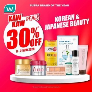 Watsons Promotion: 30% OFF Korean & Japanese Beauty Deals (17-21 April 2025)