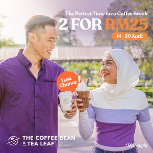 Coffee Bean 2 for RM25 Promo – Handcrafted Drinks Deal from 14 to 20 April 2025