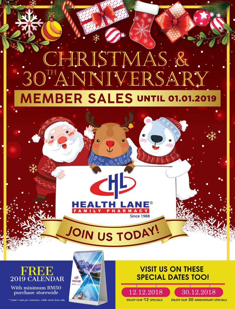 Health Lane Christmas & 30th Anniversary Promotion Catalogue (until 1 Jnuary 2019)