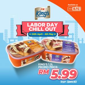 AEON BiG Labour Day Promotion: King's 1.2L Ice Cream Only RM5.99 (24 Apr - 4 May 2025)