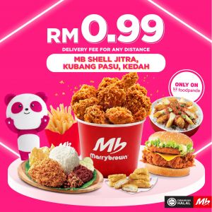 Marrybrown Shell Jitra FoodPanda Promotion - 15% OFF + RM0.99 Delivery Fee