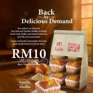 Kenny Rogers ROASTERS Promotion: 6pcs Vanilla Muffin for ONLY RM10! (Limited Time)