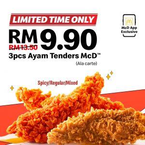 McDonald's Ayam Tenders Promo: Get 3pcs for RM9.90 via McD App (Limited Time)!