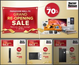 Harvey Norman Paradigm Mall PJ Grand Re-Opening Sale – Up to 70% OFF Electronics, Furniture & More (1–28 May 2025)