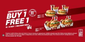 KFC Members Day Promo: BUY 1 FREE 1 Deals via KFC App (12-14 May 2025)