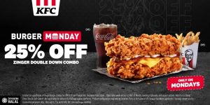 KFC Burger Monday Promo 2025: 25% OFF Zinger Double Down Combo! (12 May)