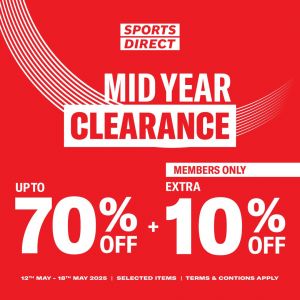 Sports Direct Mid Year Clearance Sale Malaysia 2025: UP TO 70% + EXTRA 10% OFF!
