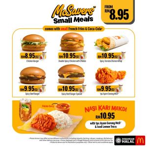McDonald's McSavers Small Meals: Big Taste from ONLY RM8.95 (Comes with Fries & Coke)