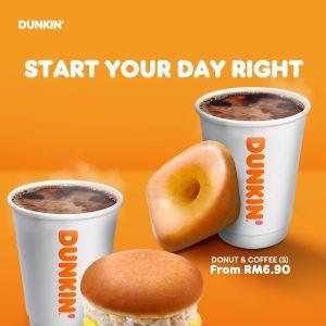 Dunkin’ Breakfast Saver Promo 2025 – Donut & Coffee from RM6.90, Weekdays Only