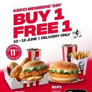 KFC Buy 1 Free 1 Members' Day (10-12 June 2025): Delivery Only via App!