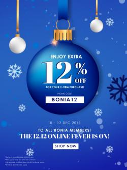 BONIA Online 12.12 Sale (10 December 2018 - 12 December 2018)