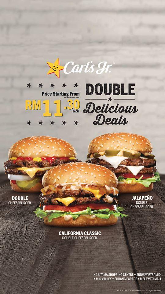 Carl's Jr. Double Delicious Deals from RM11.30 only