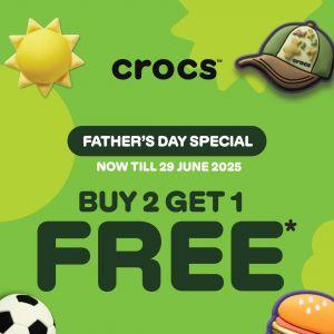 Crocs Father's Day Sale: Buy 2 Get 1 FREE at Johor Premium Outlets (Until 29 June 2025)