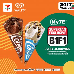 7-Eleven Buy 1 Free 1 Wall’s Cornetto Promotion – My7E App Exclusive (7 July – 3 Aug 2025)