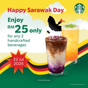 Starbucks Sarawak Day Promotion: 2 Grande Handcrafted Beverages for Only RM25 (22 July 2025)