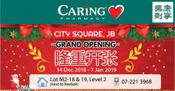 CARiNG PHARMACY City Square JB Grand Opening Promotion (14 December 2018 - 7 January 2019)