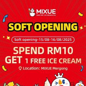 MIXUE Mergong Soft Opening Promotion – Free Ice Cream & RM1 Lemonade (15-16 Aug 2025)