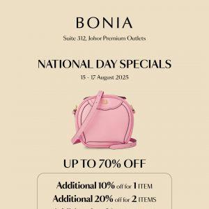 Bonia Merdeka Sale at Johor Premium Outlets – Up to 70% Off + Extra Discounts (15-17 Aug 2025)