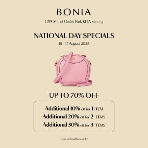 Bonia Merdeka Sale at Mitsui Outlet Park: Up to 70% Off (15-17 Aug 2025)