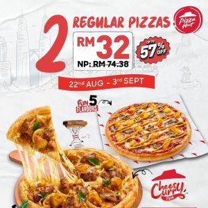 Pizza Hut 2 Regular Pizzas RM32 Promotion – 22 Aug to 3 Sep 2025
