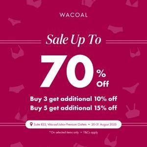 Wacoal Sale at Johor Premium Outlets: Up to 70% Off + Extra 10%/15% (20–31 Aug 2025)