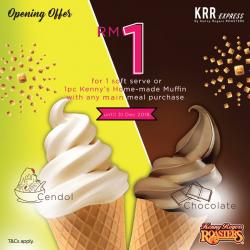 Kenny Rogers ROASTERS Soft Serve or a Kennyâ€™s Home-made Muffin at RM1 only (until 31 December 2018)