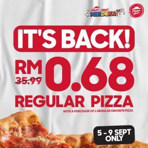 Pizza Hut RM0.68 Regular Pizza Promo (5–9 Sept 2025) – Buy 1 Get 1 Deal