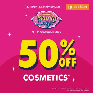 Guardian Promotion: 50% OFF Cosmetics | 11-16 Sep 2025