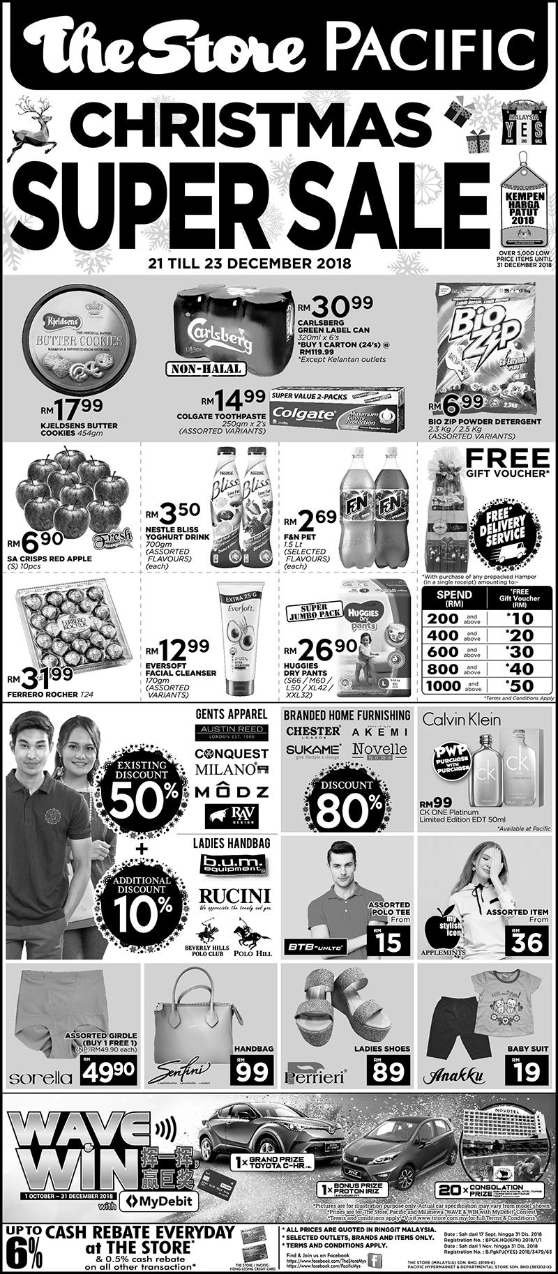 The Store and Pacific Hypermarket Christmas Super Sale Promotion (21 December 2018 - 23 December 2018)