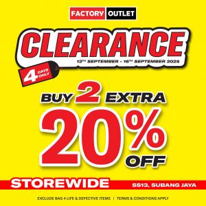 Sports Direct Clearance Sale: Buy 2 Extra 20% Off Storewide | 13–16 Sep 2025 Subang Jaya