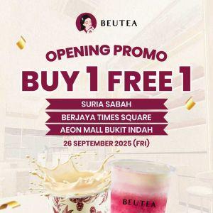 Beutea Opening Promotion: Buy 1 Free 1 Drinks | 26 Sep 2025