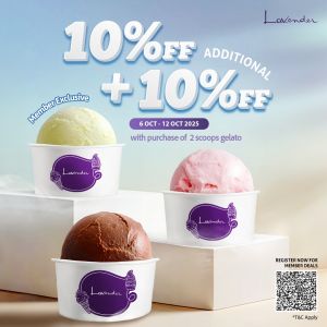 Lavender Bakery Gelato Promotion: 10% + Additional 10% Off | 6-12 Oct 2025