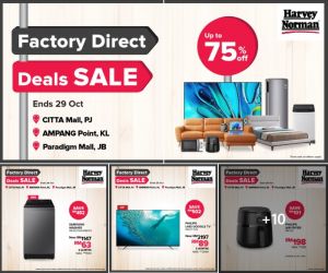 Harvey Norman Factory Direct Deals Sale: Up to 75% Off | Until 29 Oct 2025