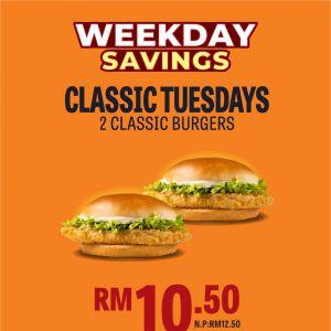 Texas Chicken Tuesday Promotion: 2 Classic Burgers RM10.50 | 7 Oct 2025